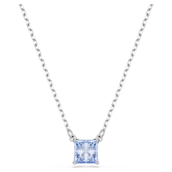 Pingente Swarovski Matrix Lapidação quadrada Azul Lacado a Ródio