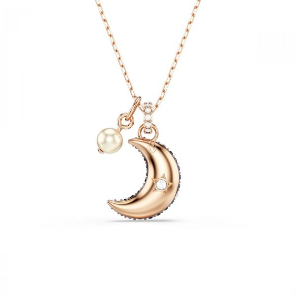Pingente Swarovski Sublima Crystal Pearl Lua Multicor Lacado a rosa dourado