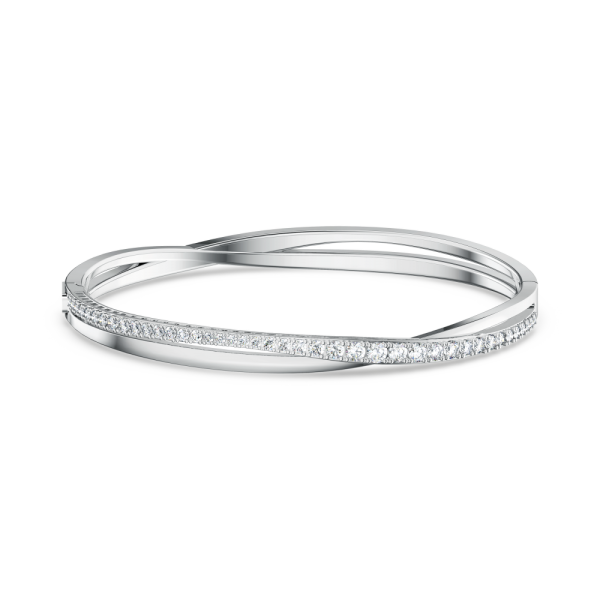 Bracelete Swarovski Twist Branca Lacado a Ródio