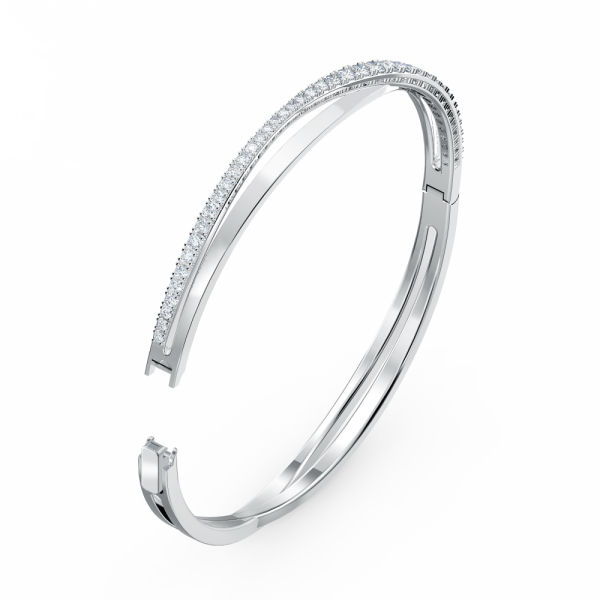 Bracelete Swarovski Twist Branca Lacado a Ródio