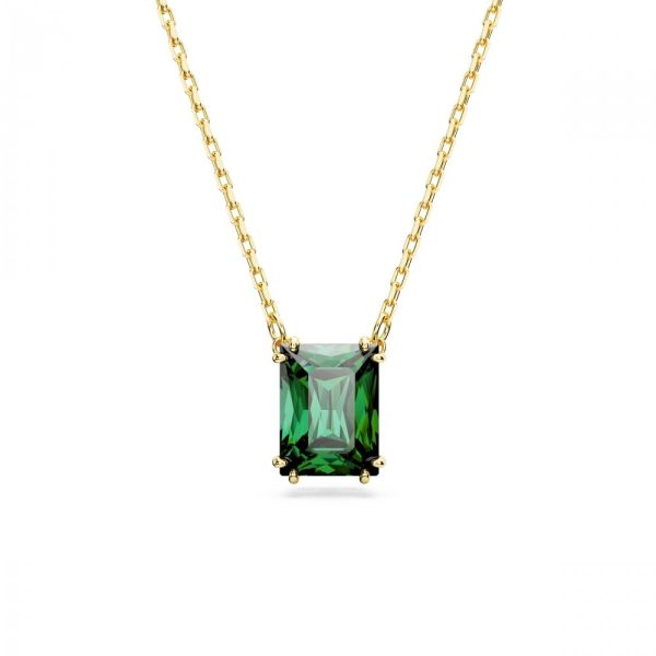 Pingente Swarovski Matrix Lapidação retangular Verde Lacado a dourado