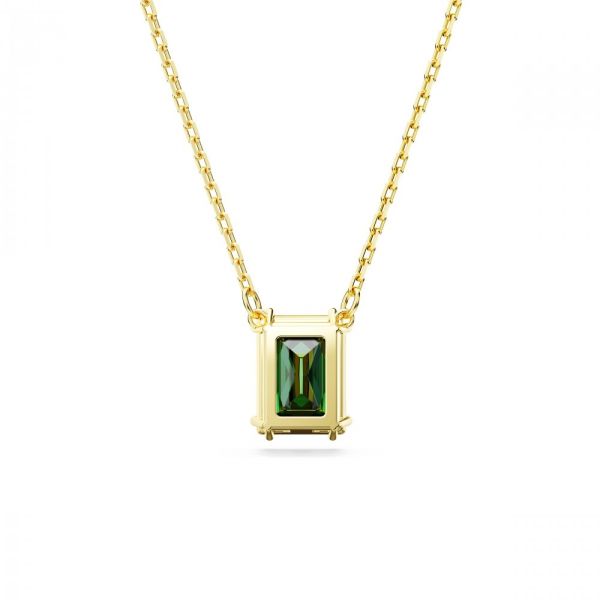 Pingente Swarovski Matrix Lapidação retangular Verde Lacado a dourado