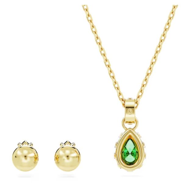 Conjunto Swarovski Chroma Cortes mistos Verde Banho em dourado