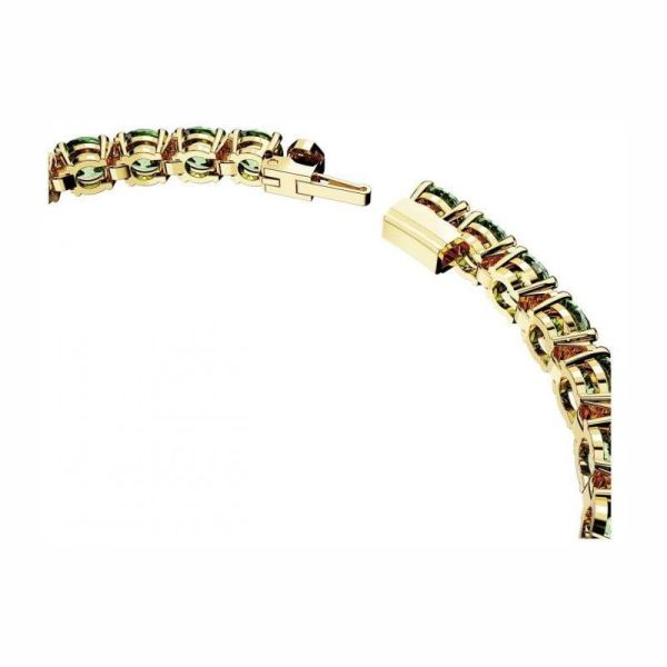 Pulseira Swarovski Matrix Tennis Lapidação redonda Verde Lacado a dourado L