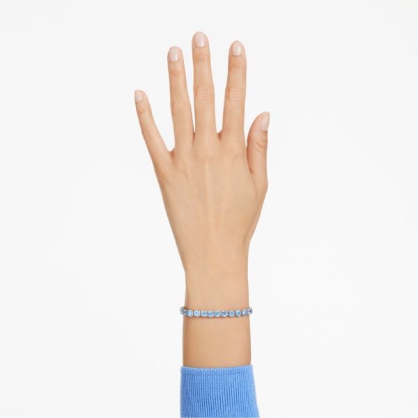 Pulseira Swarovski Matrix Tennis Lapidação redonda Azul Lacado a ródio