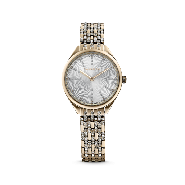 Relógio Swarovski Attract Pulseira de Metal Dourado Acabamento em Champanhe Dourado