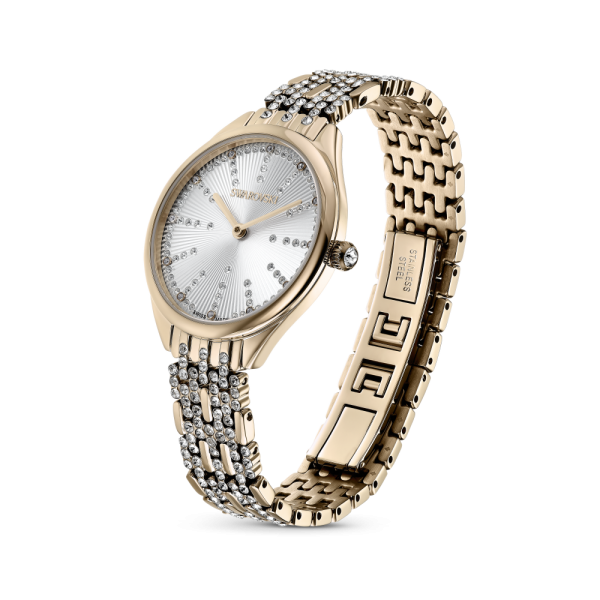 Relógio Swarovski Attract Pulseira de Metal Dourado Acabamento em Champanhe Dourado