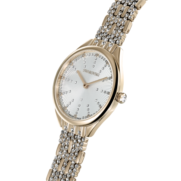 Relógio Swarovski Attract Pulseira de Metal Dourado Acabamento em Champanhe Dourado