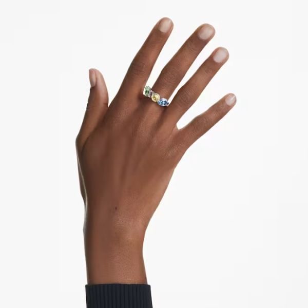 Anel Swarovski Gema Combinação de lapidações Multicor Lacado a ródio 60