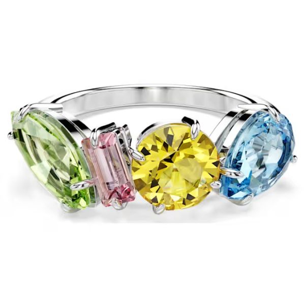 Anel Swarovski Gema Combinação de lapidações Multicor Lacado a ródio 50