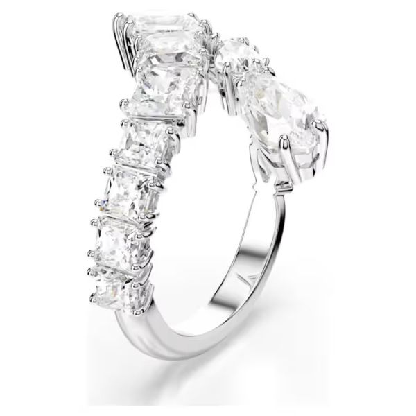 Anel Swarovski Matrix Combinação de lapidações Branco Lacado a ródio 58