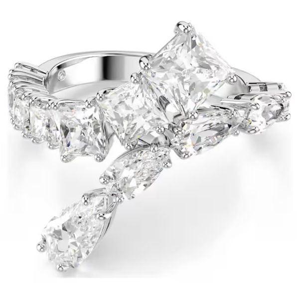 Anel Swarovski Matrix Combinação de lapidações Branco Lacado a ródio 55