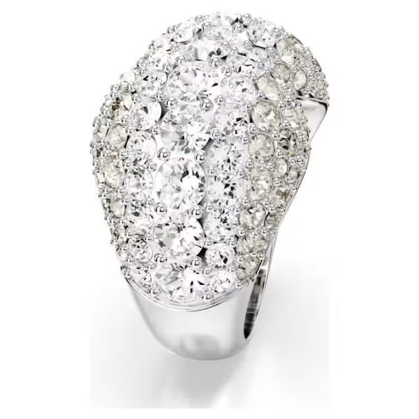 Anel Swarovski cocktail Sublima Lapidação redonda Branco Lacado a ródio 52