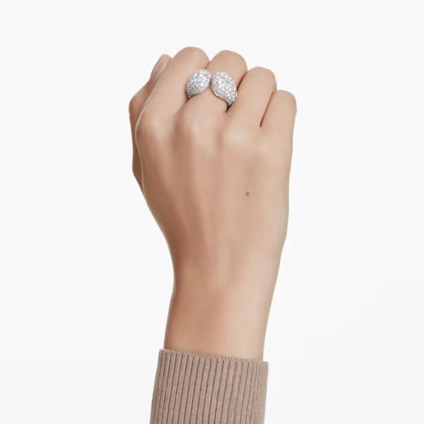 Anel Swarovski cocktail Sublima Lapidação redonda Branco Lacado a ródio 52