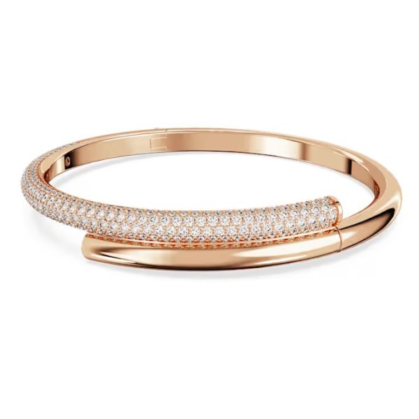 Bracelete Swarovski Dextera Fecho magnético Branca Lacado a rosa dourado L