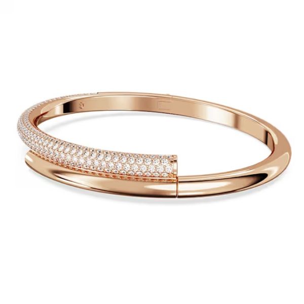 Bracelete Swarovski Dextera Fecho magnético Branca Lacado a rosa dourado L