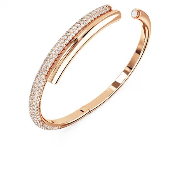 Bracelete Swarovski Dextera Fecho magnético Branca Lacado a rosa dourado L