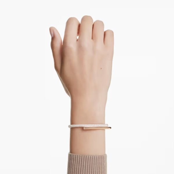 Bracelete Swarovski Dextera Fecho magnético Branca Lacado a rosa dourado L