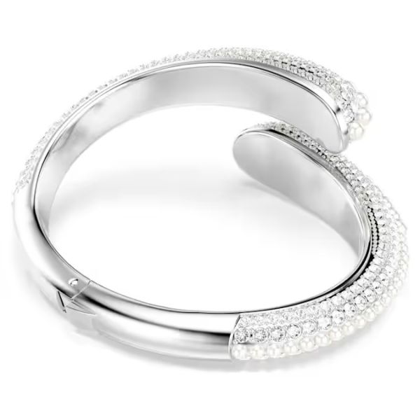 Bracelete Swarovski Sublima Crystal Pearl Lapidação redonda Branca Lacado a ródio L