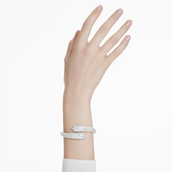 Bracelete Swarovski Sublima Crystal Pearl Lapidação redonda Branca Lacado a ródio L
