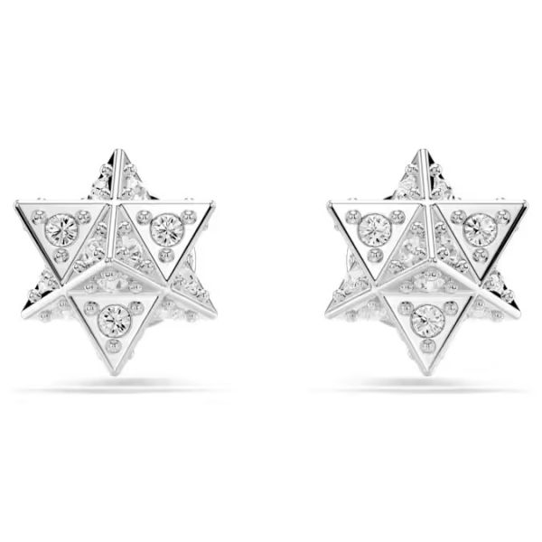 Brincos Swarovski stud Dextera Lapidação redonda Estrela Branco Lacado a ródio
