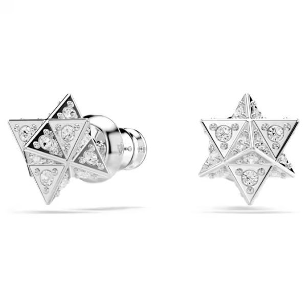 Brincos Swarovski stud Dextera Lapidação redonda Estrela Branco Lacado a ródio