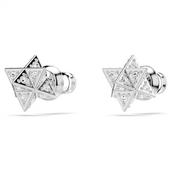 Brincos Swarovski stud Dextera Lapidação redonda Estrela Branco Lacado a ródio