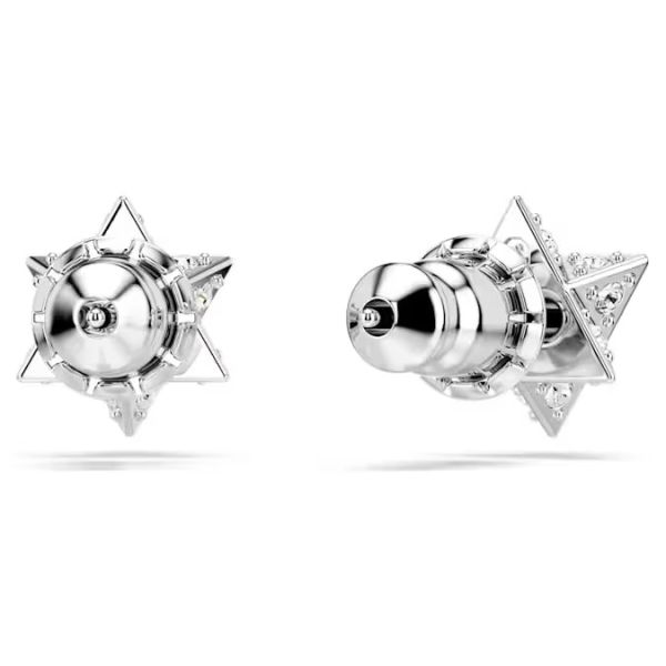 Brincos Swarovski stud Dextera Lapidação redonda Estrela Branco Lacado a ródio