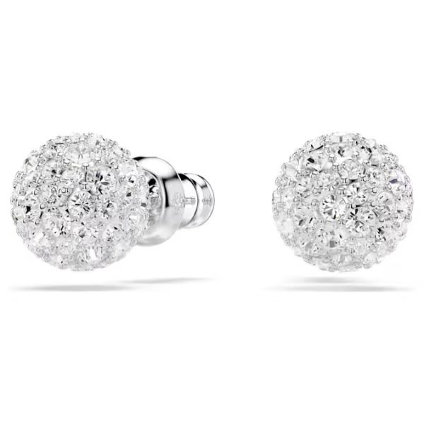 Brincos Swarovski stud Dextera Lapidação redonda Branco Lacado a ródio