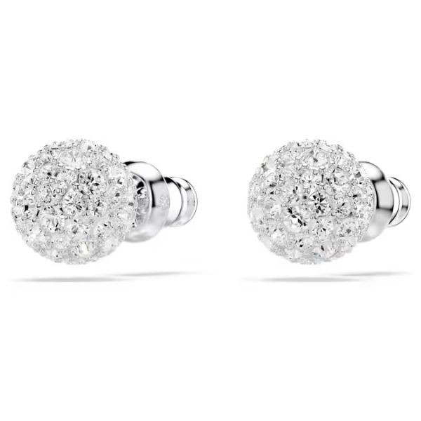 Brincos Swarovski stud Dextera Lapidação redonda Branco Lacado a ródio