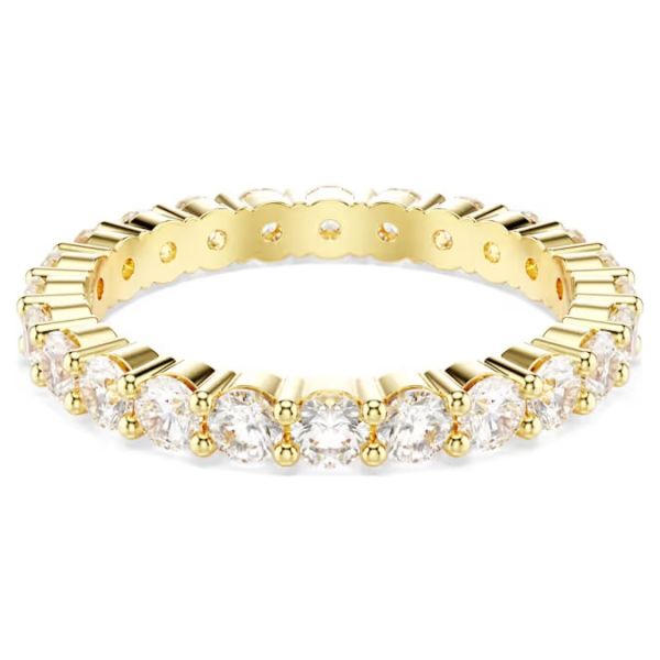 Anel Swarovski Stilla Lapidação redonda Branco Lacado a dourado 58