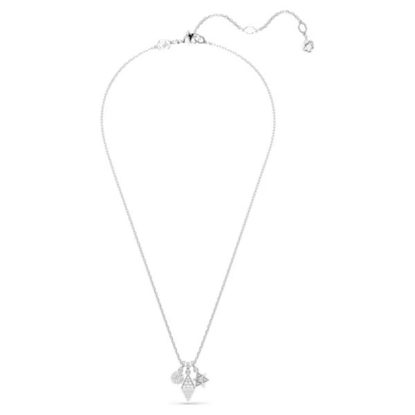 Pingente Swarovski Dextera Lapidação redonda Esfera e cubo Branco Lacado a ródio