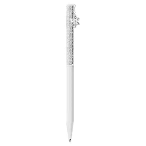 Esferográfica Swarovski Crystalline Modelo octagonal Floco de neve Branco Lacado a branco