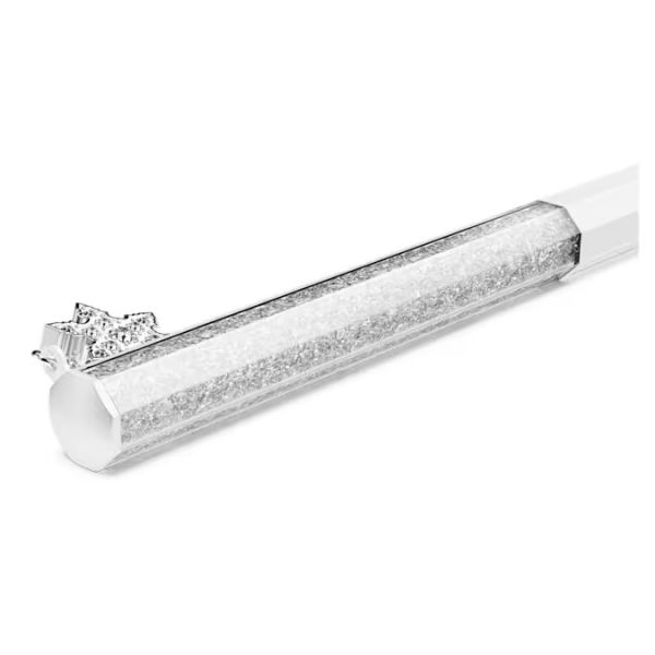 Esferográfica Swarovski Crystalline Modelo octagonal Floco de neve Branco Lacado a branco