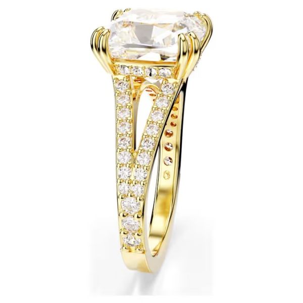 Anel Swarovski cocktail Stilla Lapidação quadrada Branco Lacado a dourado 50