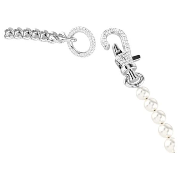 Colar Swarovski Dextera Pavé Crystal Pearl Branco Lacado a ródio
