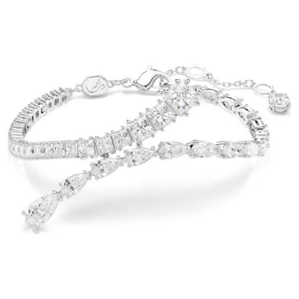 Pulseira Swarovski Matrix Combinação de lapidações Branca Lacado a ródio