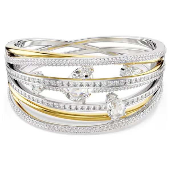 Bracelete Swarovski Hyperbola Combinação de lapidações Branca Acabamento de combinação de metais