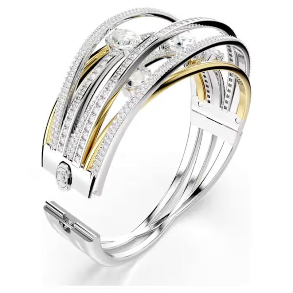Bracelete Swarovski Hyperbola Combinação de lapidações Branca Acabamento de combinação de metais