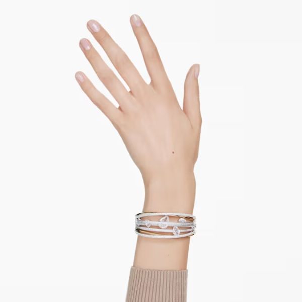 Bracelete Swarovski Hyperbola Combinação de lapidações Branca Acabamento de combinação de metais