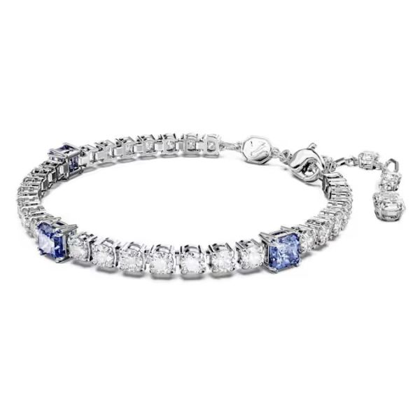 Pulseira Swarovski Matrix Tennis Combinação de Lapidações Azul Lacado a Ródio