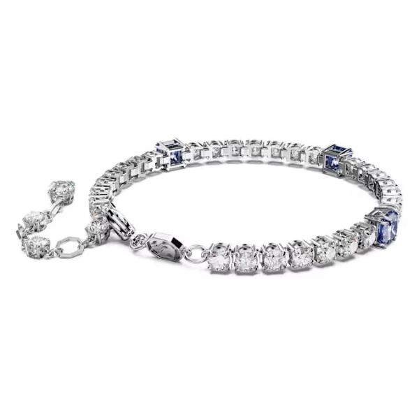 Pulseira Swarovski Matrix Tennis Combinação de Lapidações Azul Lacado a Ródio