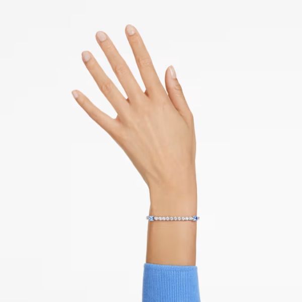 Pulseira Swarovski Matrix Tennis Combinação de Lapidações Azul Lacado a Ródio