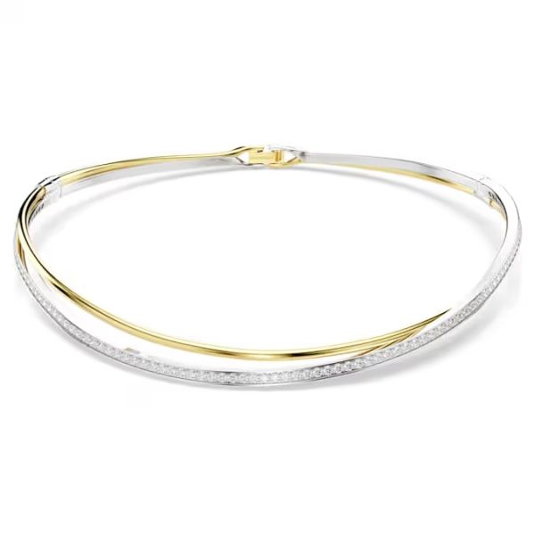 Gargantilha Swarovski Hyperbola Lapidação redonda Branca Acabamento de combinação de metais M