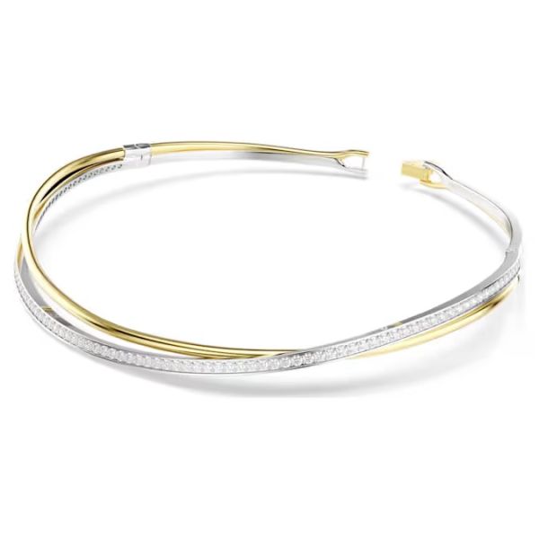 Gargantilha Swarovski Hyperbola Lapidação redonda Branca Acabamento de combinação de metais M