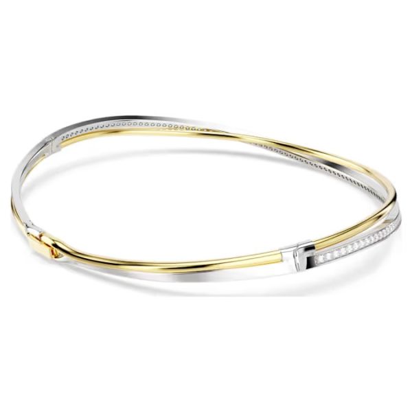 Gargantilha Swarovski Hyperbola Lapidação redonda Branca Acabamento de combinação de metais M