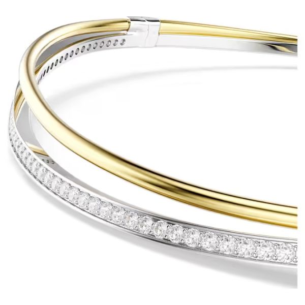 Gargantilha Swarovski Hyperbola Lapidação redonda Branca Acabamento de combinação de metais M
