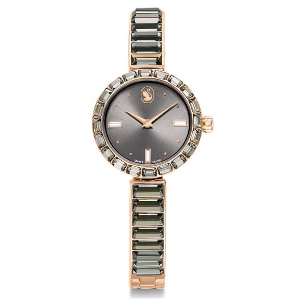 Relógio Swarovski Matrix Bangle Fabrico suíço Bracelete em cristal Cinzento Acabamento em rosa dourado