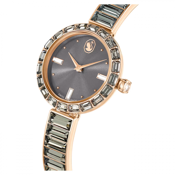 Relógio Swarovski Matrix Bangle Fabrico suíço Bracelete em cristal Cinzento Acabamento em rosa dourado