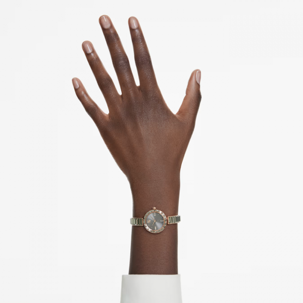 Relógio Swarovski Matrix Bangle Fabrico suíço Bracelete em cristal Cinzento Acabamento em rosa dourado